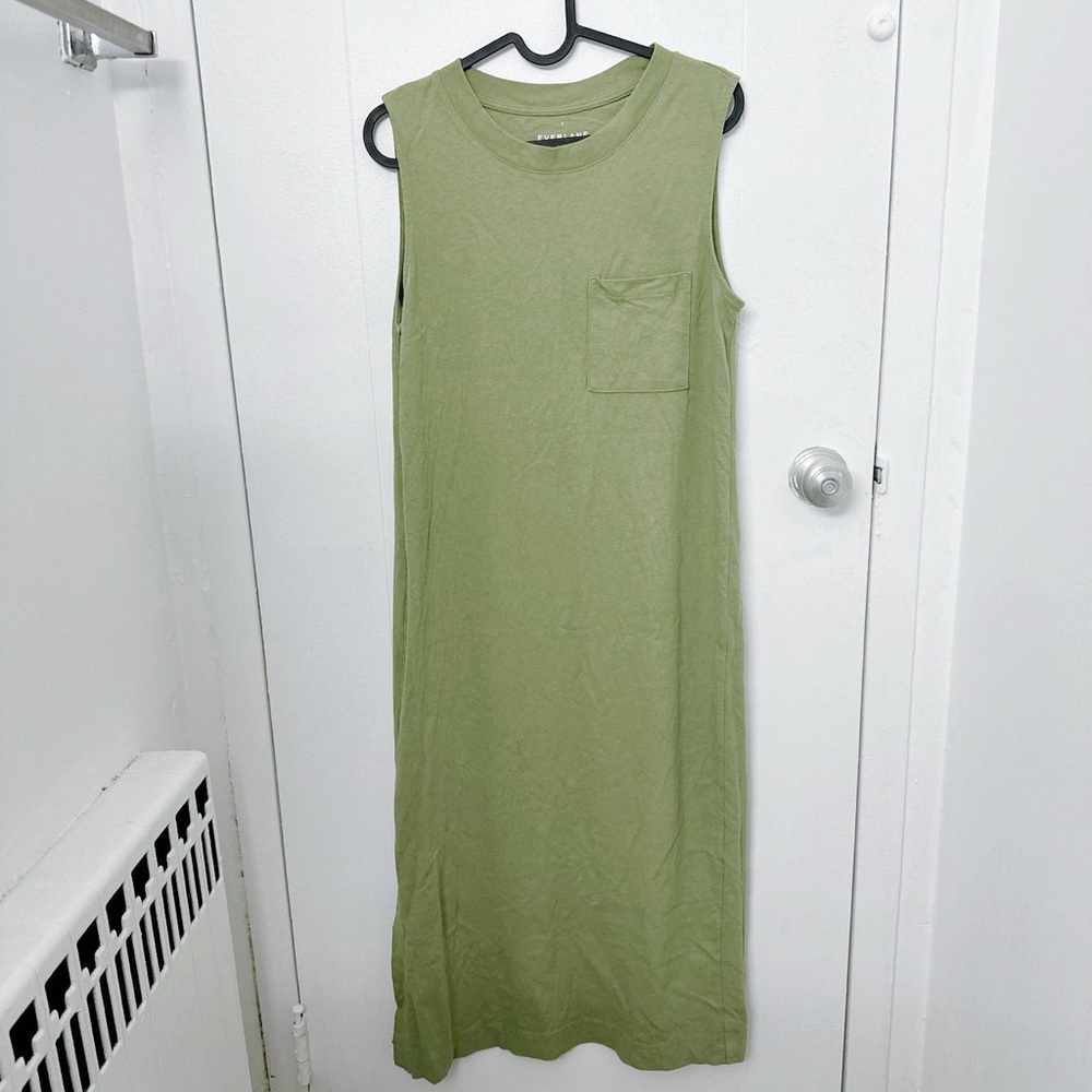 Everlane Avocado Green Midi Tank Dress | Minimalist Cotton